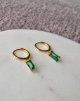 Auskarai MINI EMERALD HOOPS