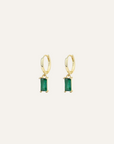 Auskarai MINI EMERALD HOOPS