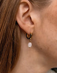 Auskarai MOON STONE HOOPS