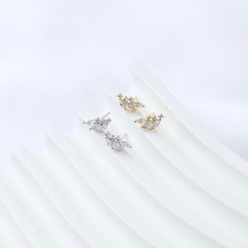 Auskarai MINI ZIRCON LEAVES