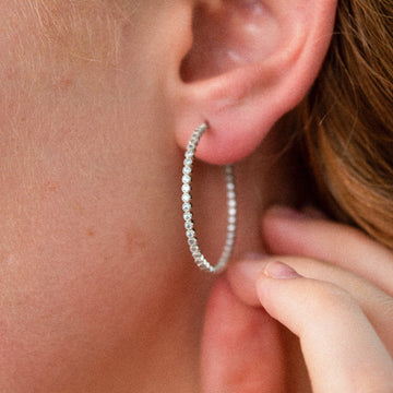 Auskarai SILVER BIG ZIRCON CIRCLES