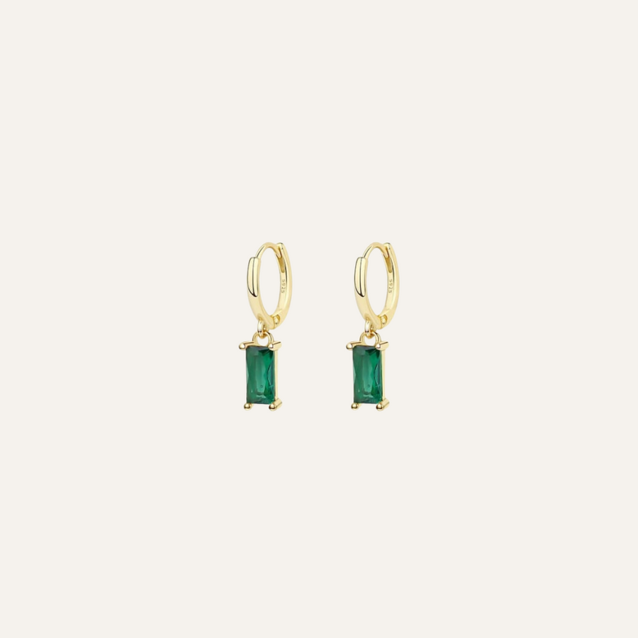 Auskarai MINI EMERALD HOOPS