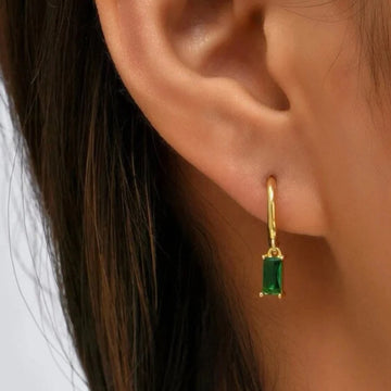 Auskarai MINI EMERALD HOOPS
